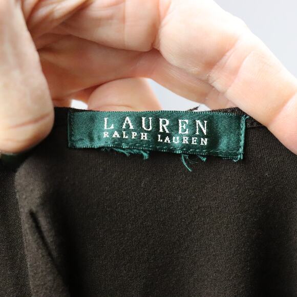 Lauren Ralph Lauren Brown Scoop Neck Stretch Top Size 10 - Picture 3 of 3